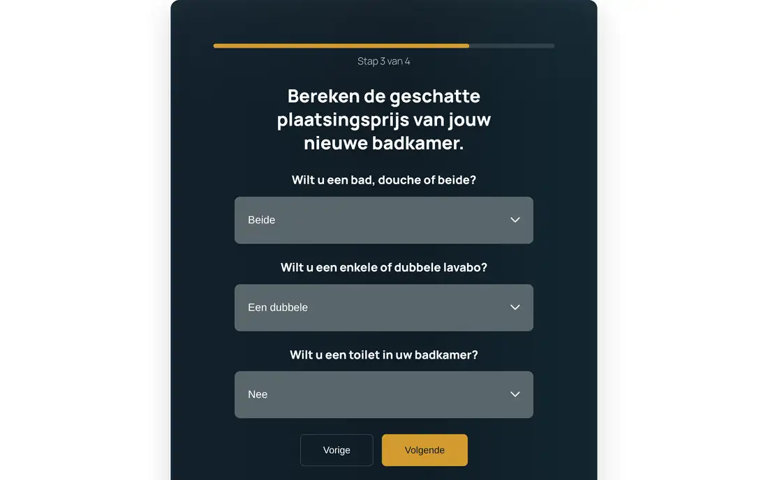 Calculadora de baños Rennic, pantalla 3