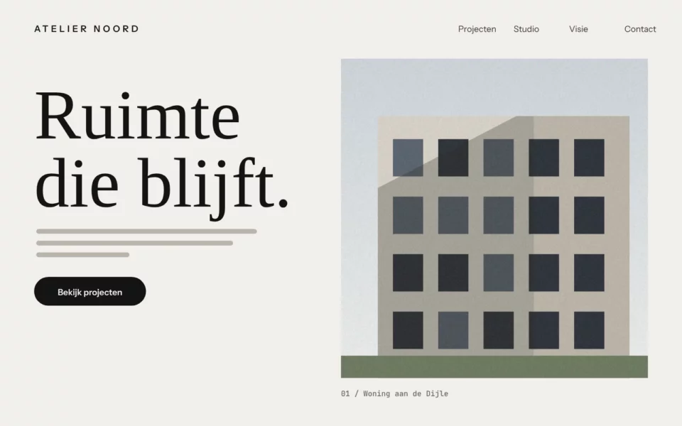 Startpagina van de demowebsite Atelier Noord