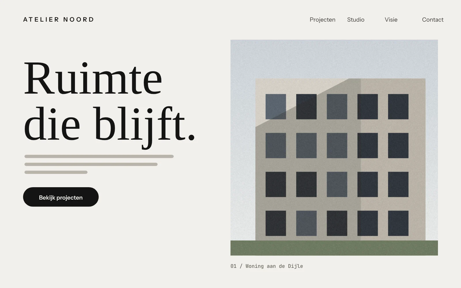 Startpagina van de demowebsite Atelier Noord
