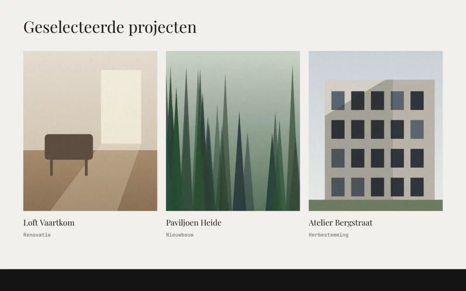 Scherm van de demowebsite Atelier Noord