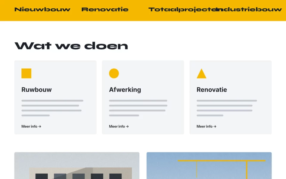 Scherm van de demowebsite Vermeulen Bouw