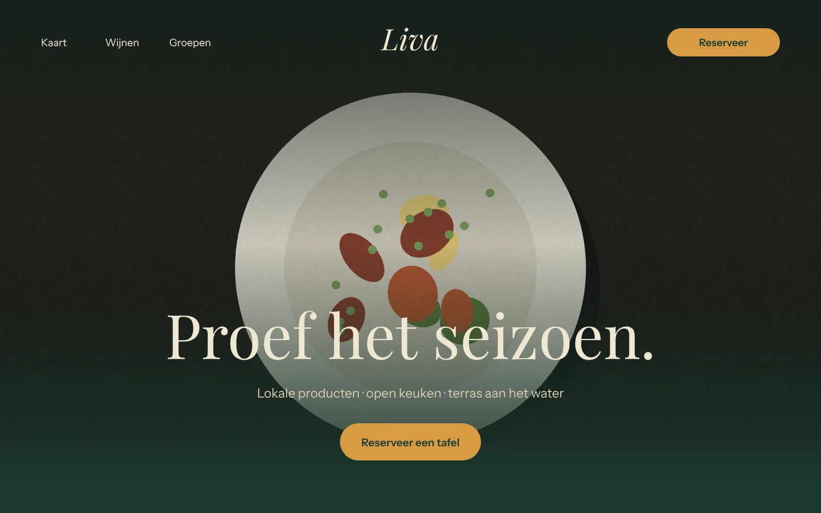 Startpagina van de demowebsite Brasserie Liva