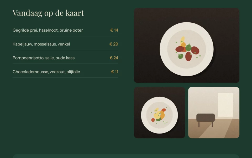 Scherm van de demowebsite Brasserie Liva